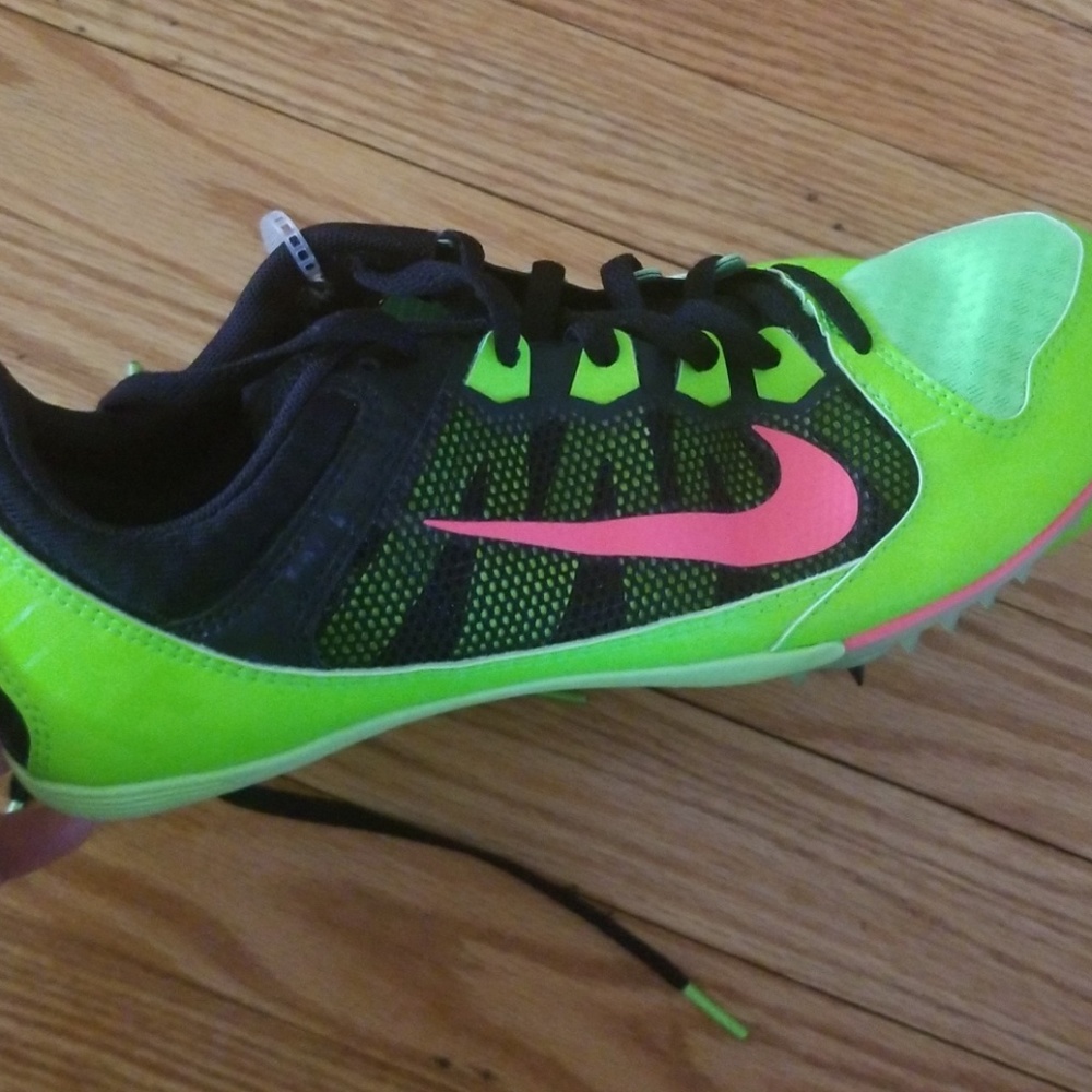 Nike Cleats neon pink, neon green, and black